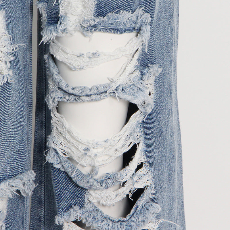 Denim Ripped Wide Leg Jeans