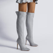 Suede Knee High Heel Boots