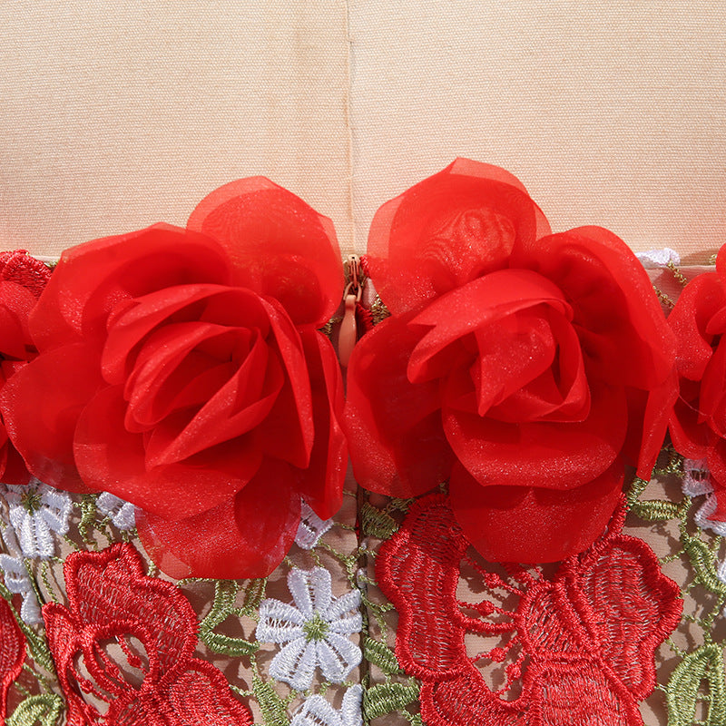 Infinite Rose Embroidered Mini Dress