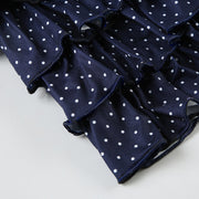 Navy Blue Polka Dot Halter Skirt Set
