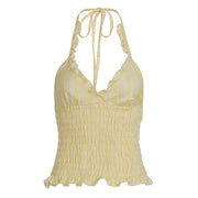 Yellow & White Striped Halter Top