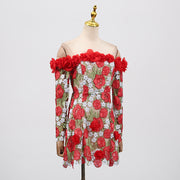 Infinite Rose Embroidered Mini Dress