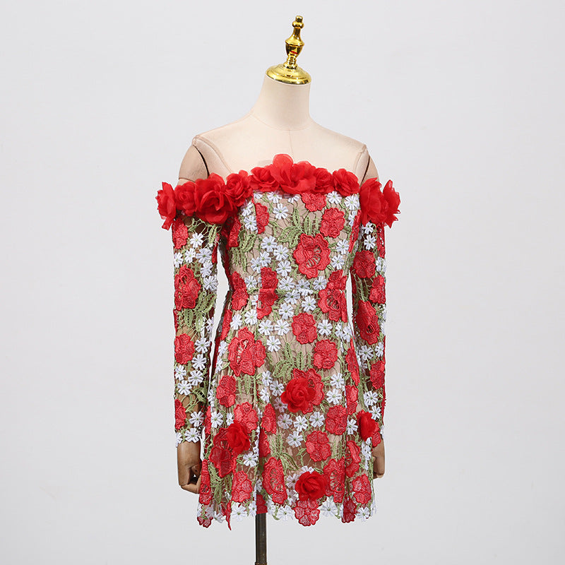 Infinite Rose Embroidered Mini Dress
