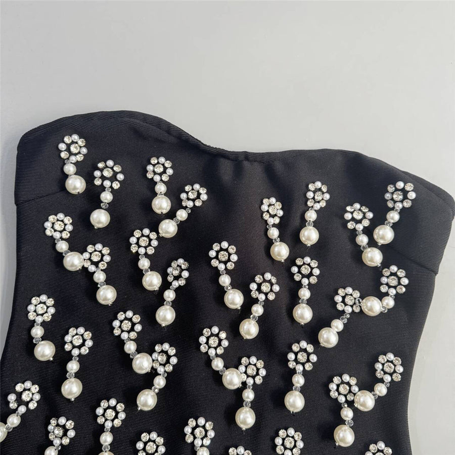 Pearlescent Embellished Mini Dress