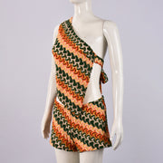 One Shoulder Knit Shorts Set