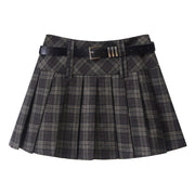 High Rise Plaid Skirt