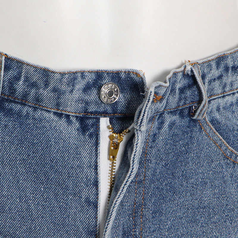 Denim Ripped Wide Leg Jeans