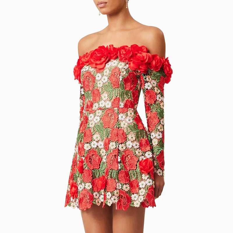 Infinite Rose Embroidered Mini Dress