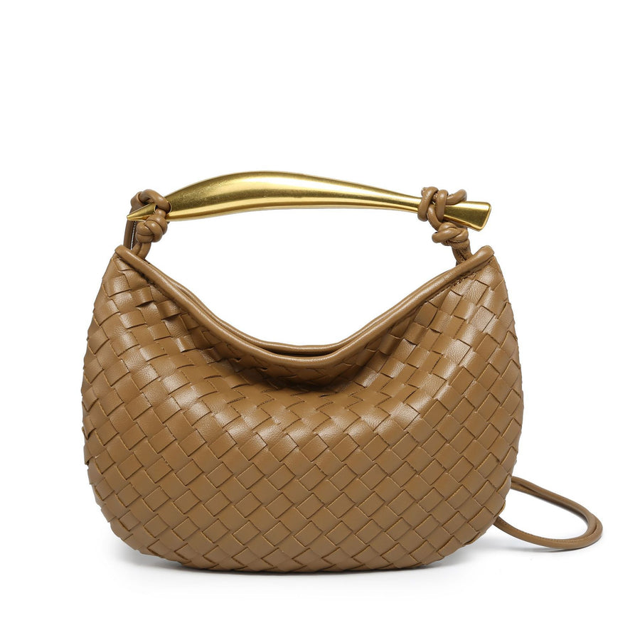 Gold Handle Woven Handbag