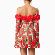 Infinite Rose Embroidered Mini Dress