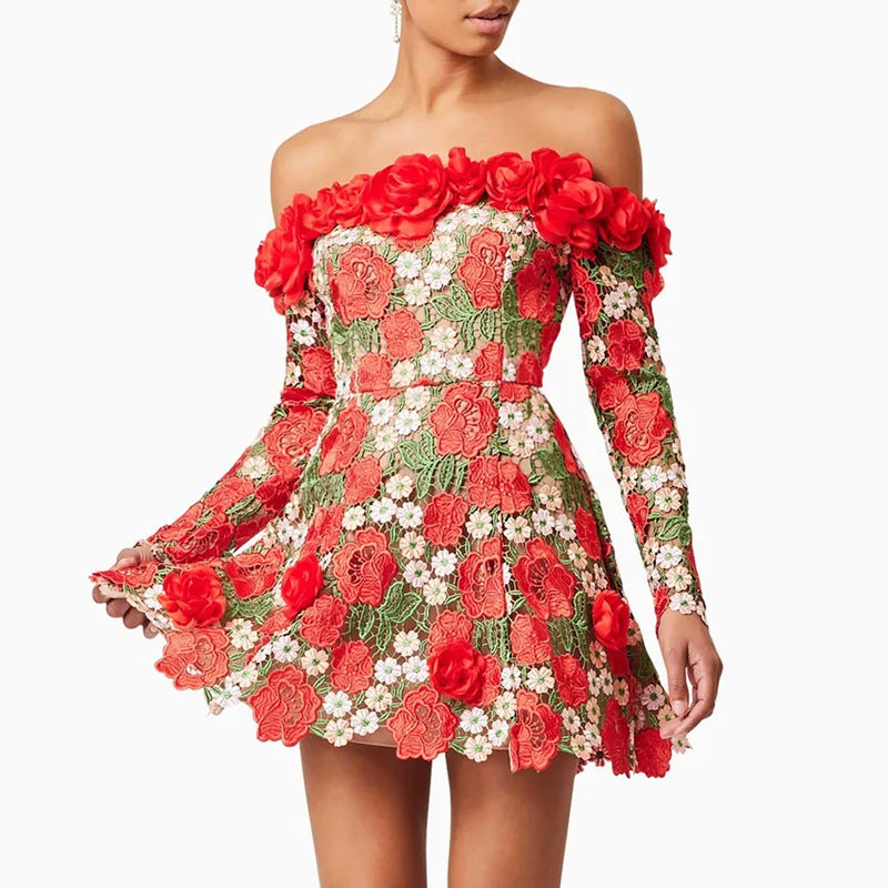 Infinite Rose Embroidered Mini Dress