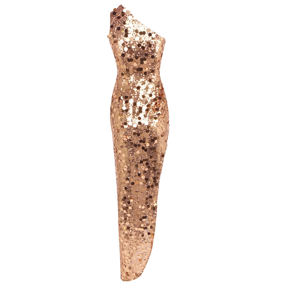 Gold Sequin Maxi Dress