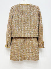 Gold Tweed Dress + Cardigan Set