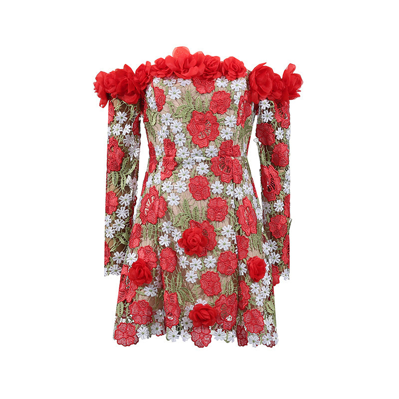 Infinite Rose Embroidered Mini Dress