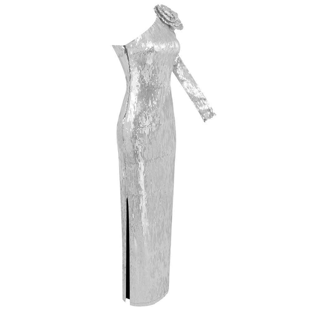 Platinum Sequin Maxi Dress