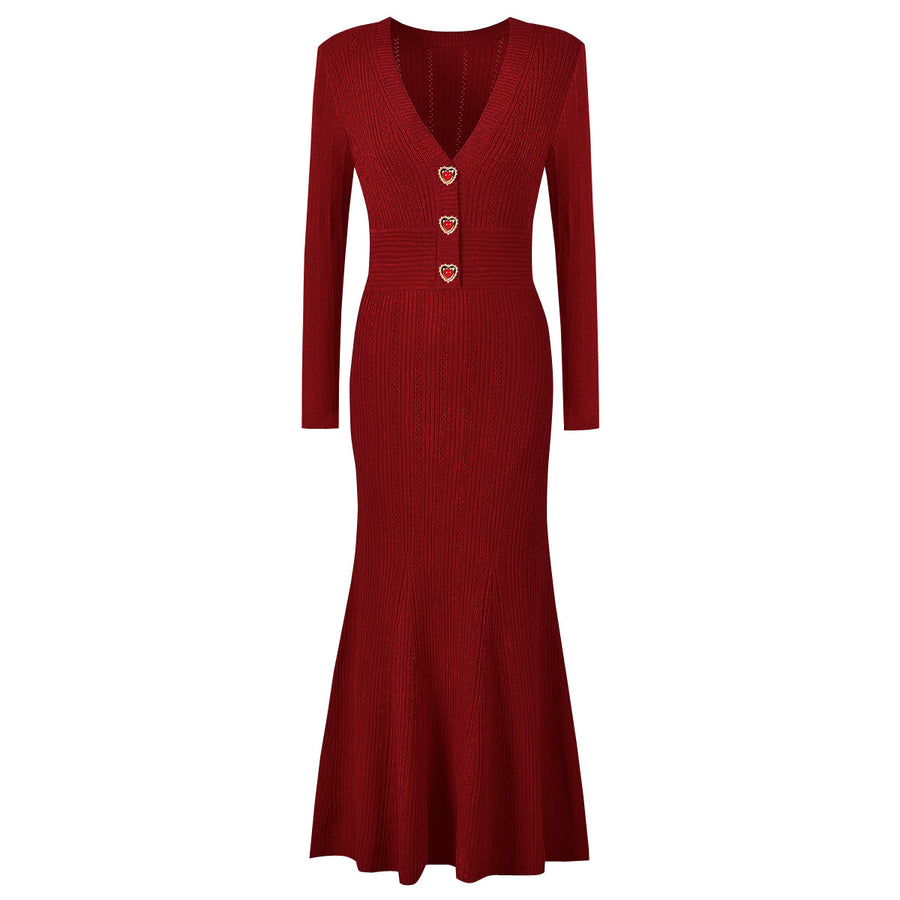 Heart Slim Fit Knitted Mini or Maxi Dress