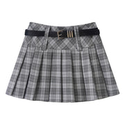 High Rise Plaid Skirt