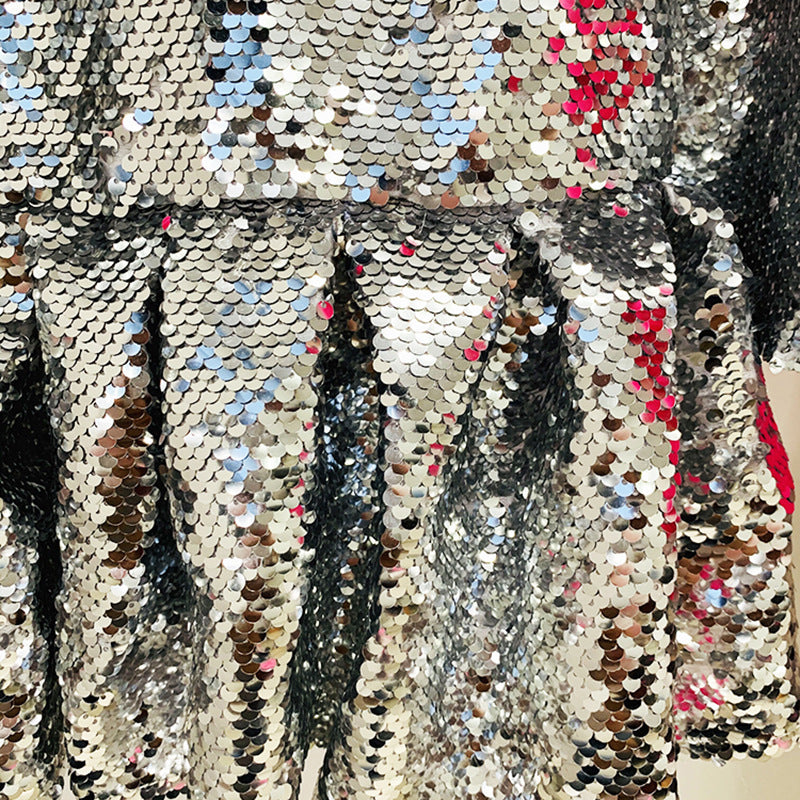 Metallic Sequin Mini Dress