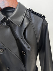 Belted Vegan Leather Coat
