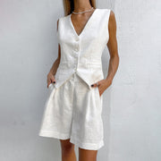 Linen Vest + Shorts Set