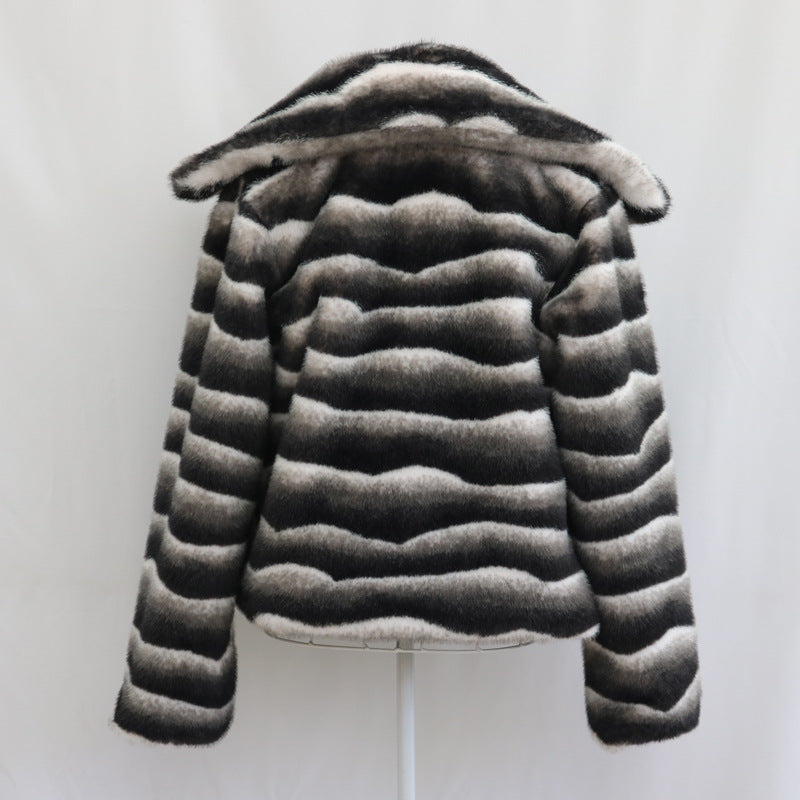 Monochrome Plush Short Faux Fur Coat