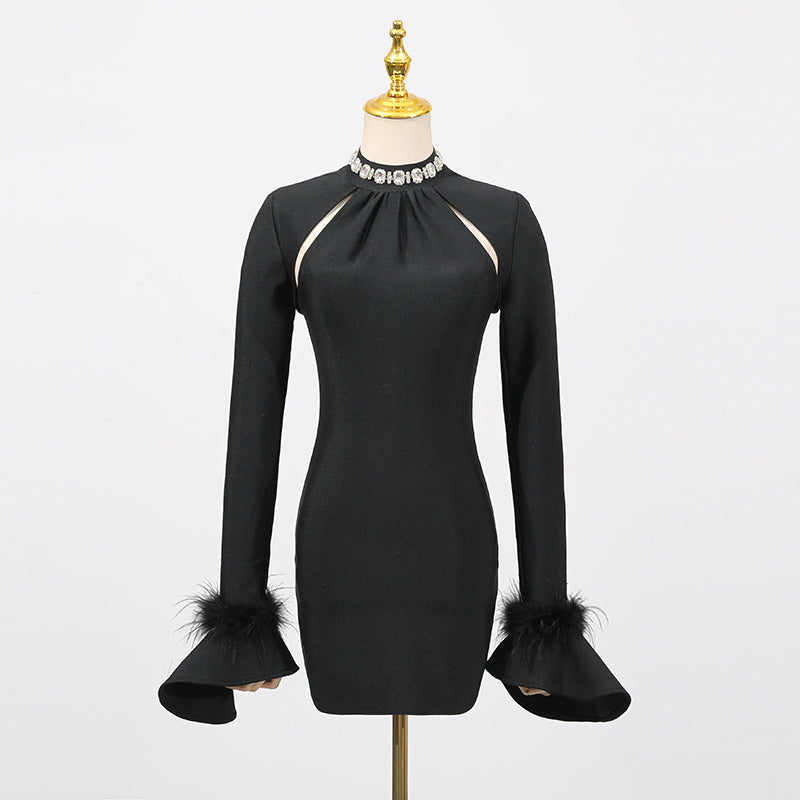 Rhinestone Collar Mini Dress