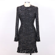 Woolen Fringe Mini Dress
