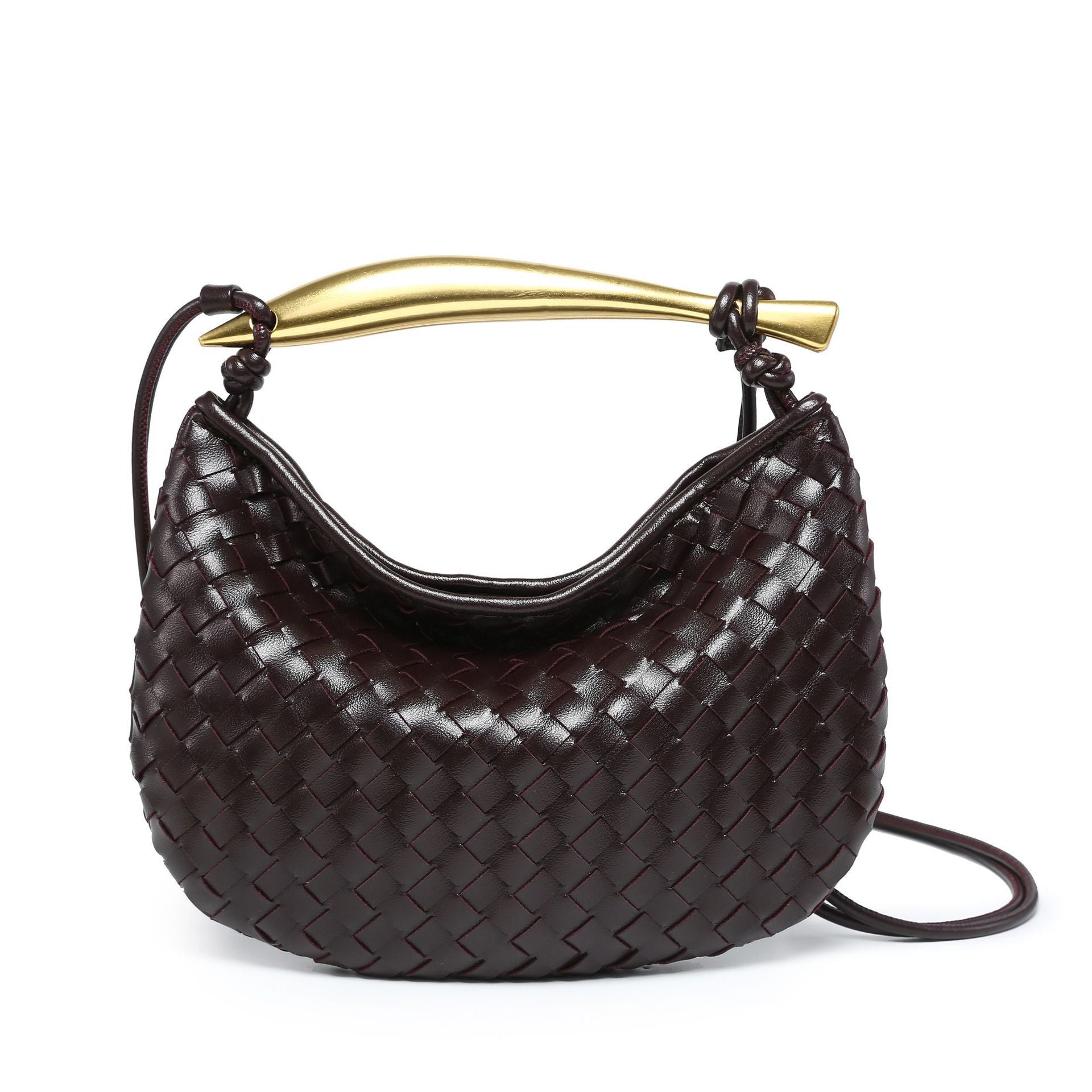 Gold Handle Woven Handbag