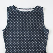 Navy Blue Sleeveless Polka Dot Mini Dress