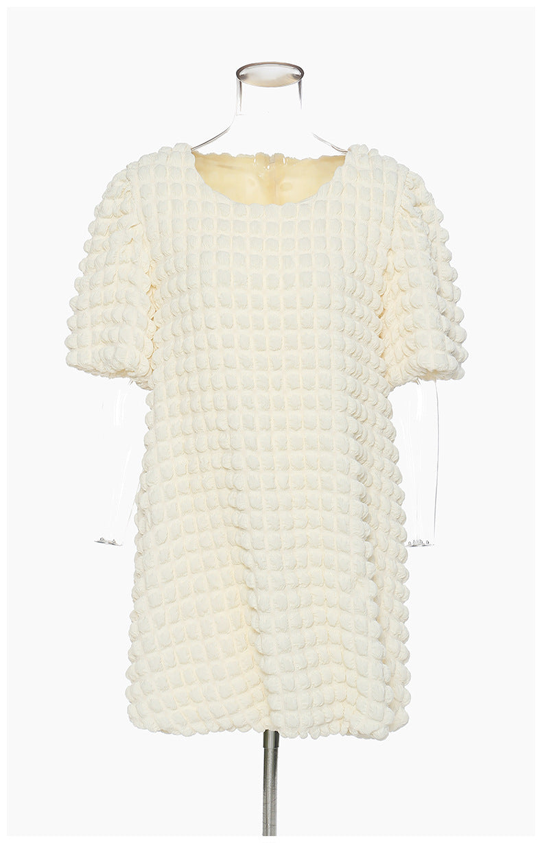 Textured Bubble Cotton Mini Dress