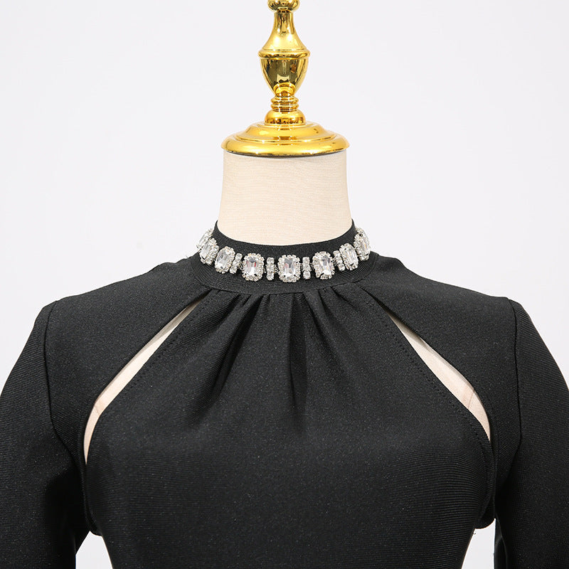 Rhinestone Collar Mini Dress