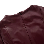 Vegan Leather Wine Slim Fit + Flare Sleeve Top