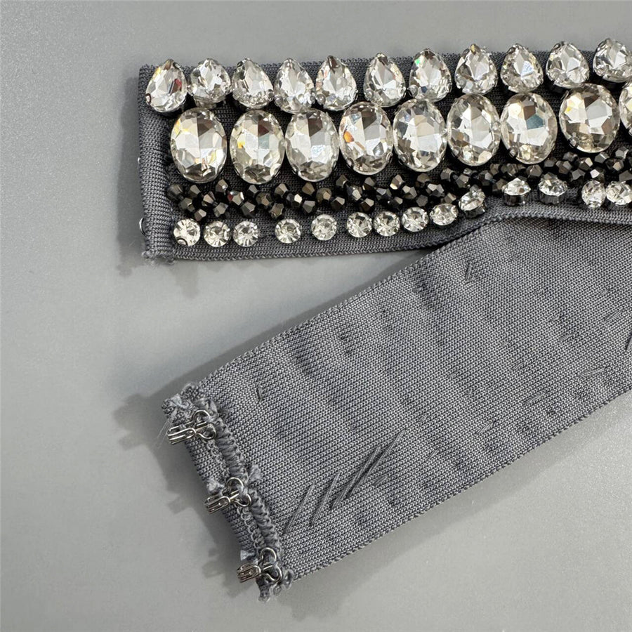 Sterling Rhinestone Choker + Maxi Dress