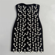 Pearlescent Embellished Mini Dress