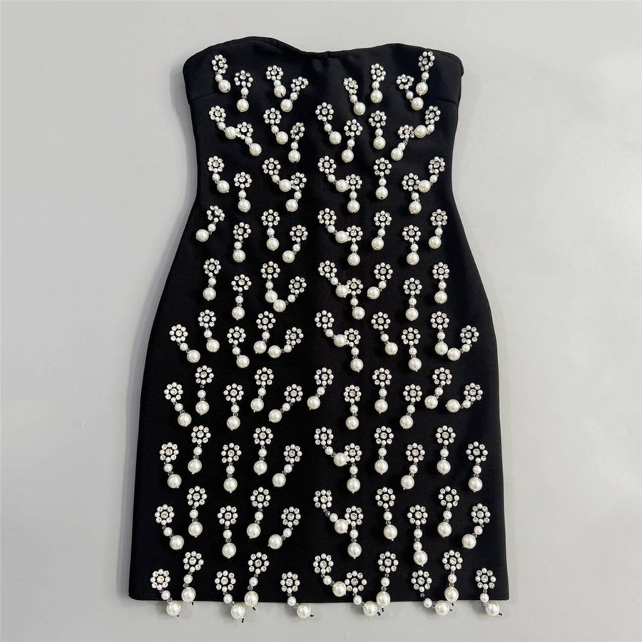 Pearlescent Embellished Mini Dress