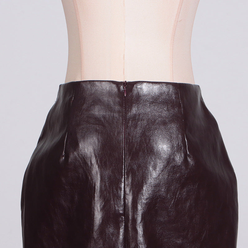 Vegan Leather Midi Skirt