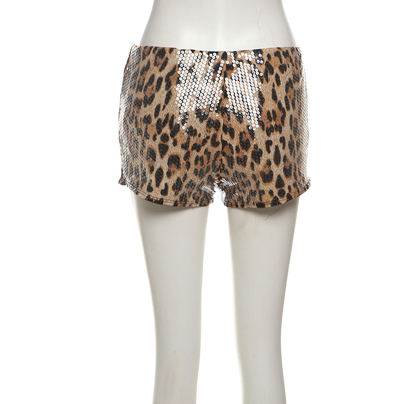 Leopard + Sequin Micro Shorts