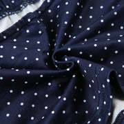 Navy Blue Polka Dot Halter Skirt Set