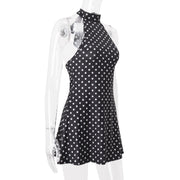 Black Polka Dot Halter Mini Dress