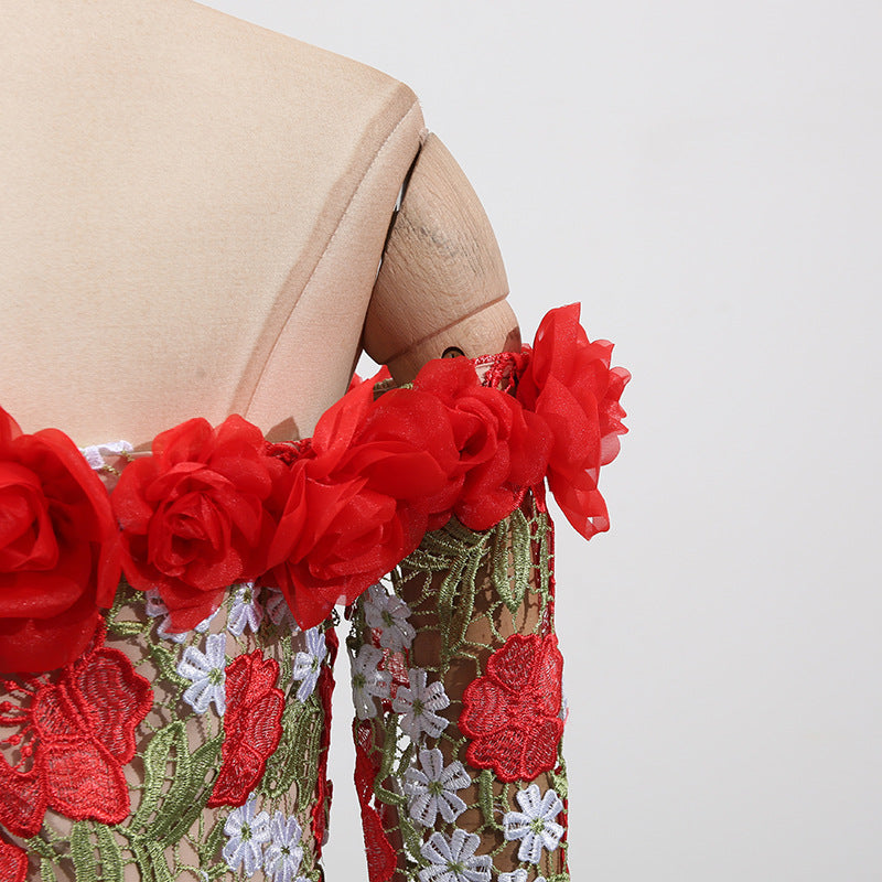 Infinite Rose Embroidered Mini Dress