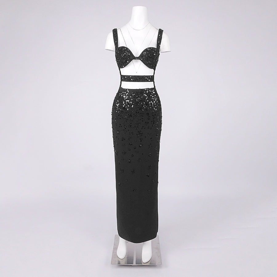 Onyx Sequin Maxi Dress