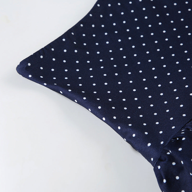 Navy Blue Polka Dot Halter Skirt Set