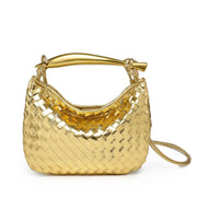 Gold Handle Woven Handbag