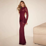 Lace Backless Maxi Dress