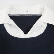 Navy Blue & White Pleated Mini Dress