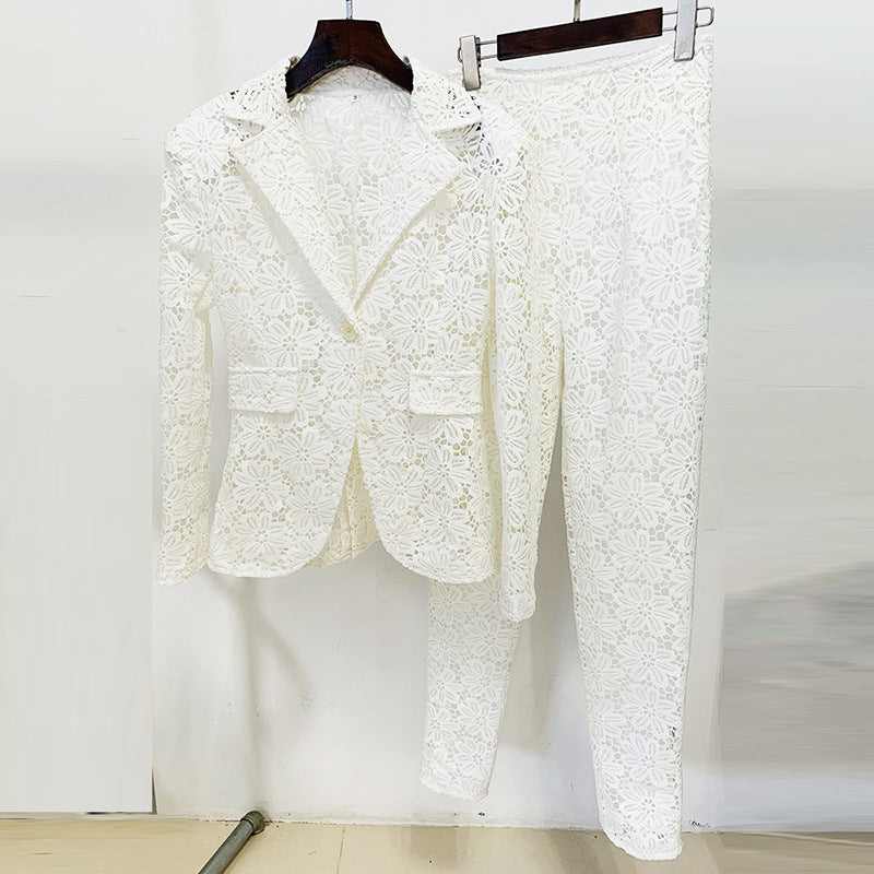 Lace Blazer + Pants Set