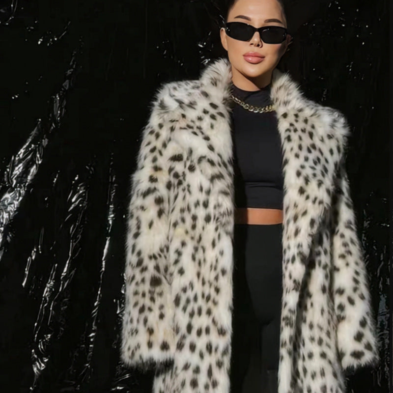 Leopard Print Faux Fur Coat