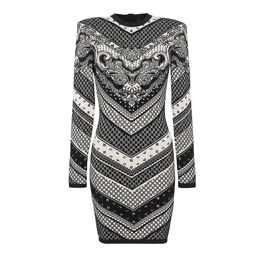 Lace Graphic Mini Bodycon Dress