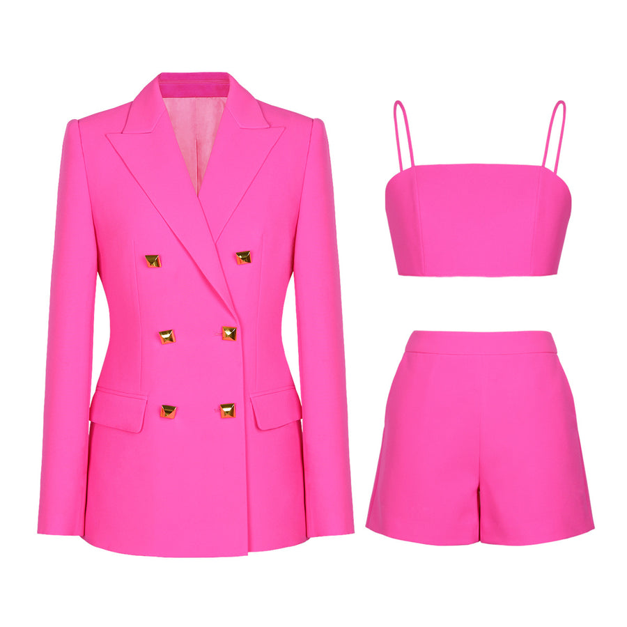 Elettra Blazer + Top + Shorts Set