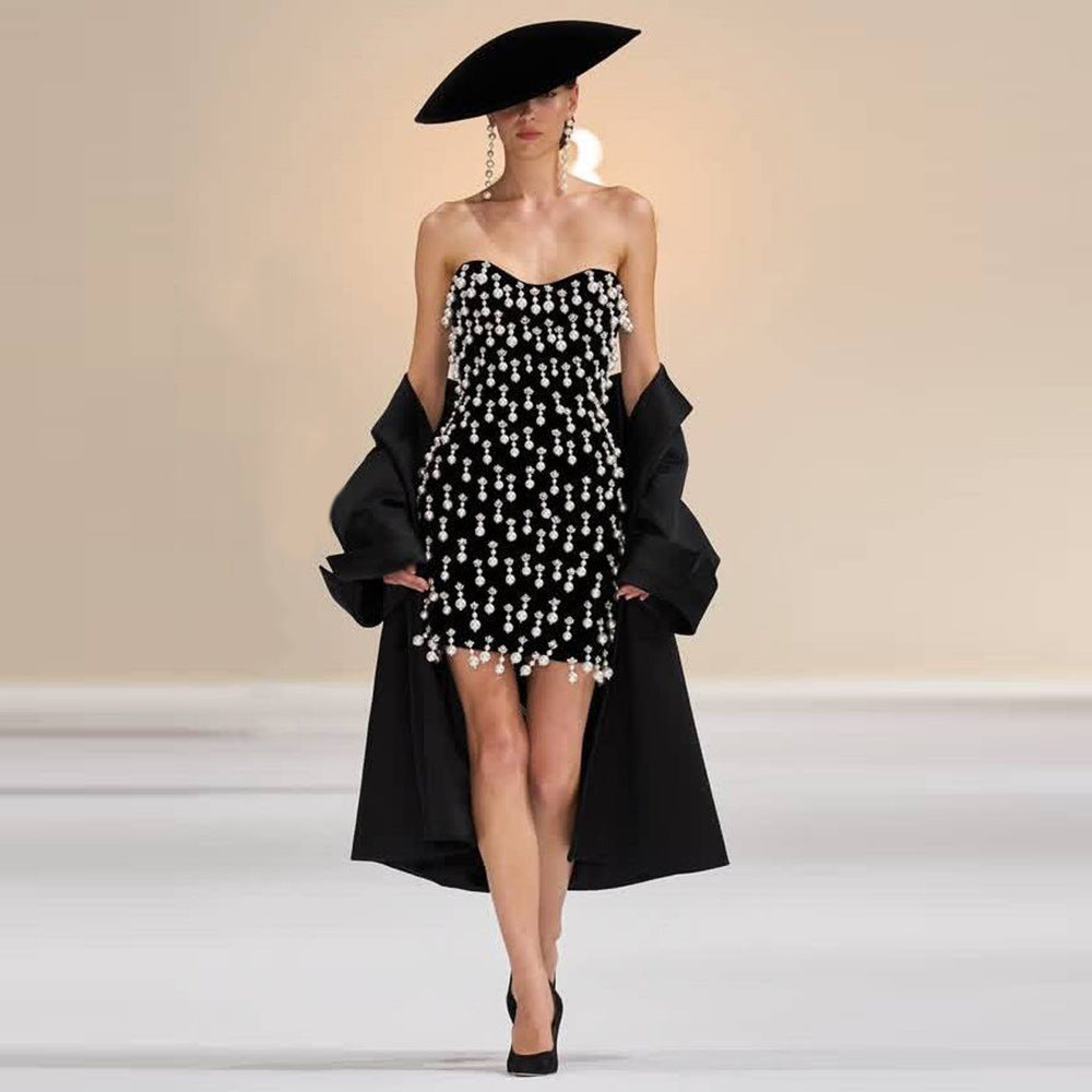 Pearlescent Embellished Mini Dress